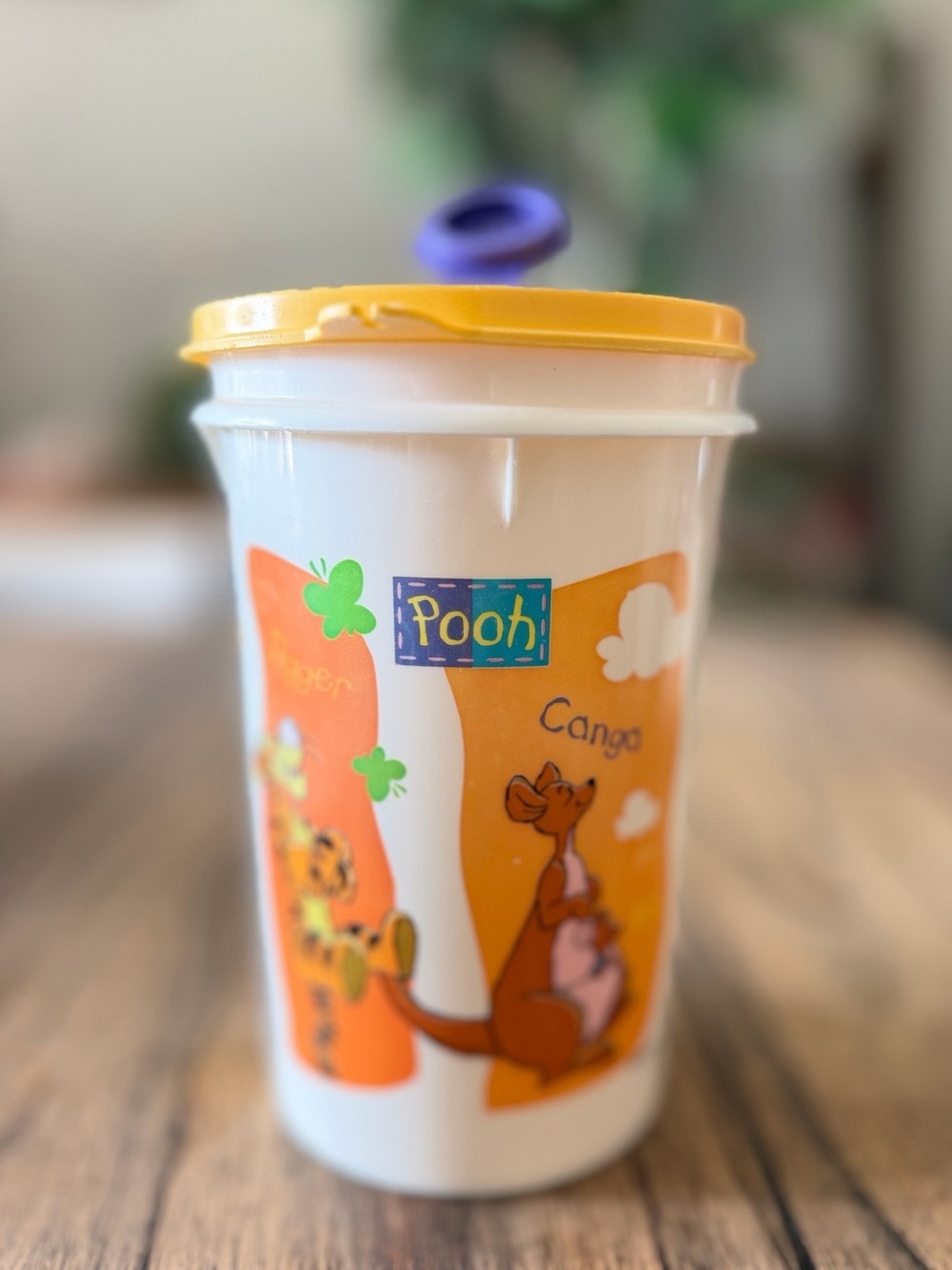 Vintage Winnie the Pooh Tupperware Yellow Lid Pooh Kids Cup